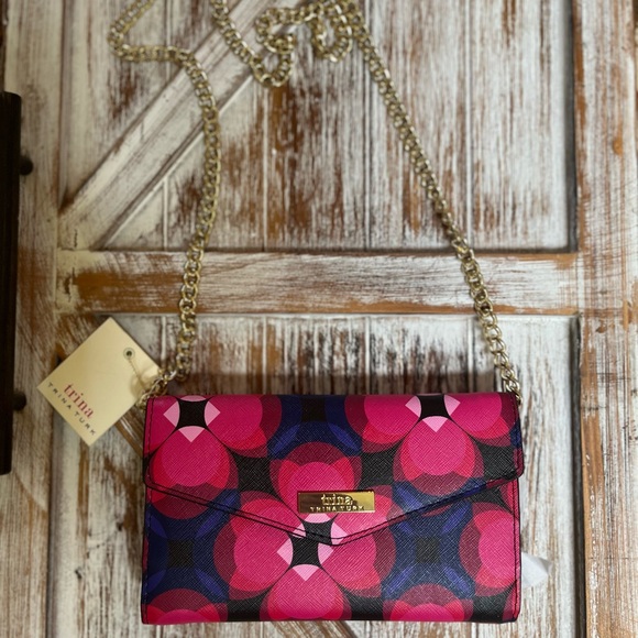 TRINA TURK pink flower chain wallet - Picture 2 of 11